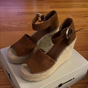 Marc Fisher Brown Wedge Sandals